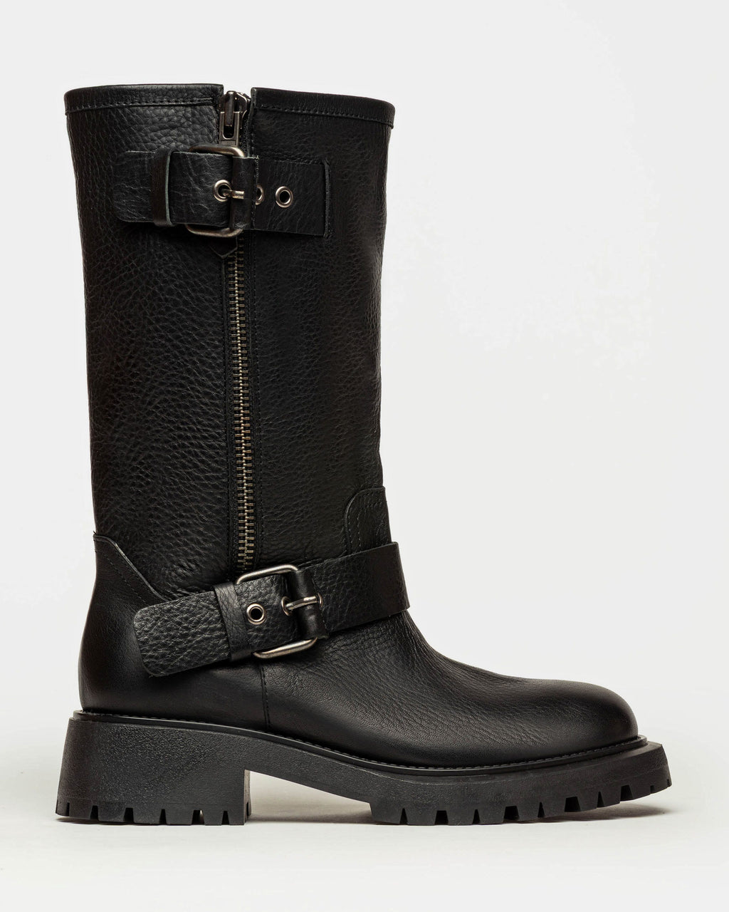 Bota caña media Leeds en cuero graneado