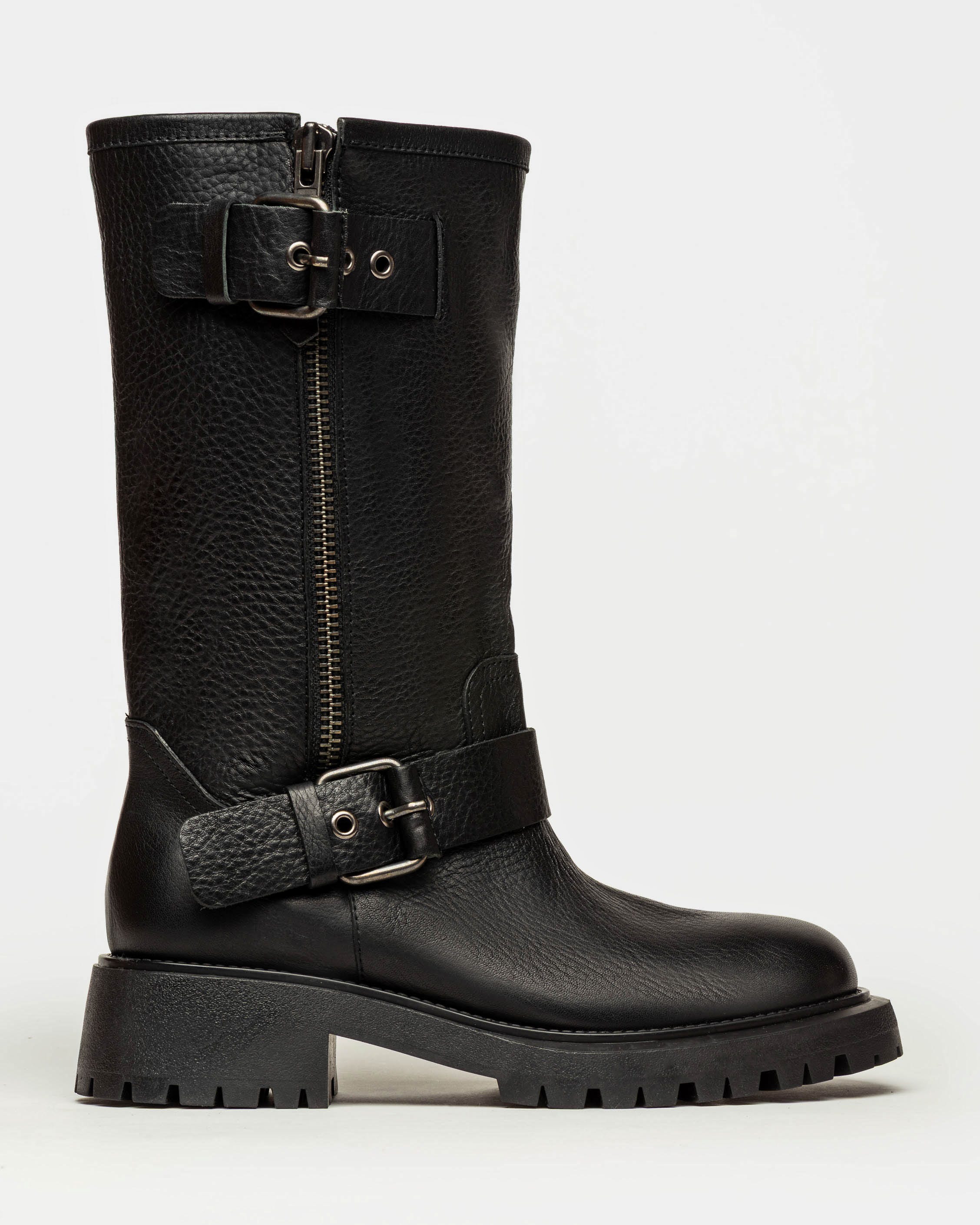 Bota caña media Leeds en cuero graneado